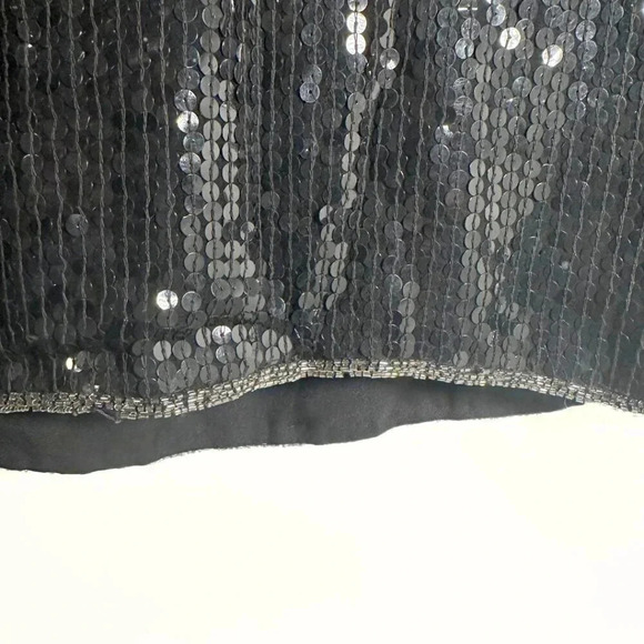Vintage Womens Sequin Top Size Large Black 100% Silk No Brand - Picture 6 of 6